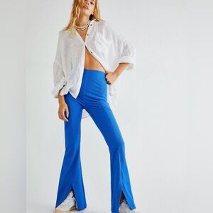 Free People Womens Real Deal Slit wide leg Flare Pants L festival boho Coachella